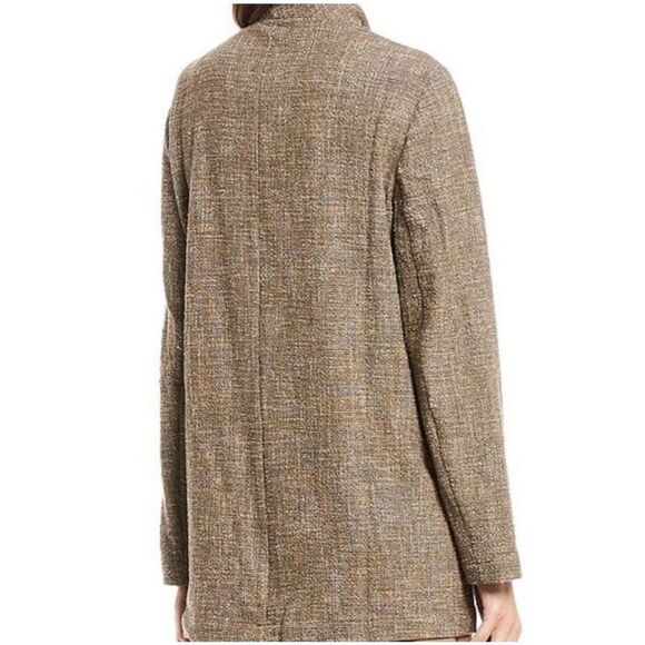 Eileen Fisher Womens Driftwood‎ Cotton Slub Tweed Open Front Blazer Brown Medium - Picture 3 of 10